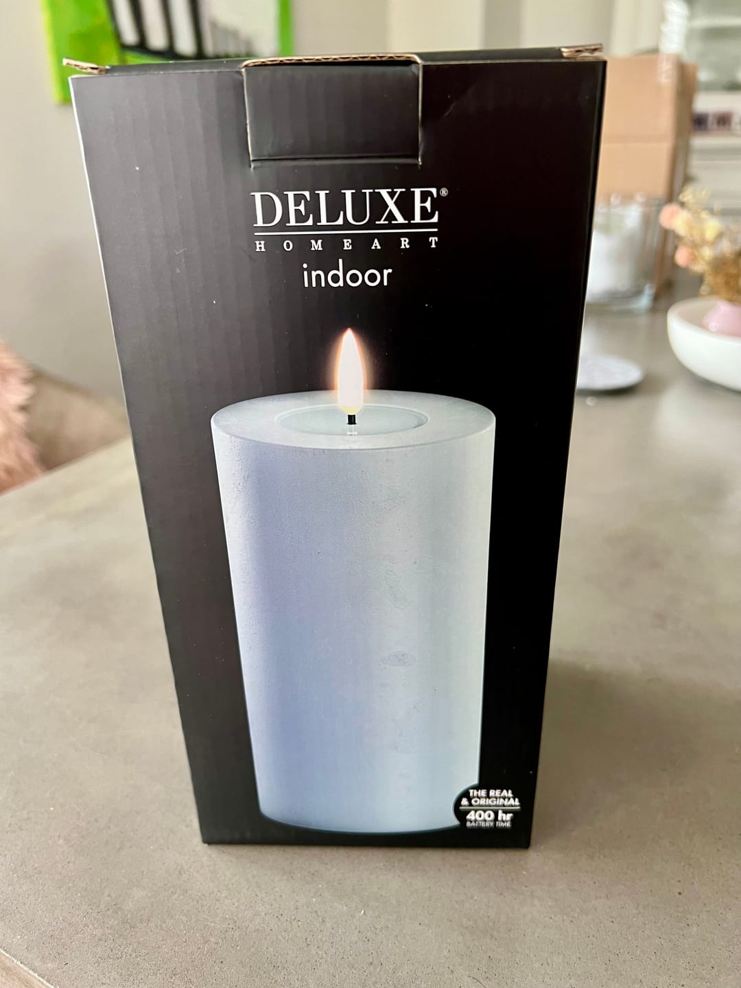 Customer photo review of LED Bloklys Ø 10 x 20 cm Støvet blå