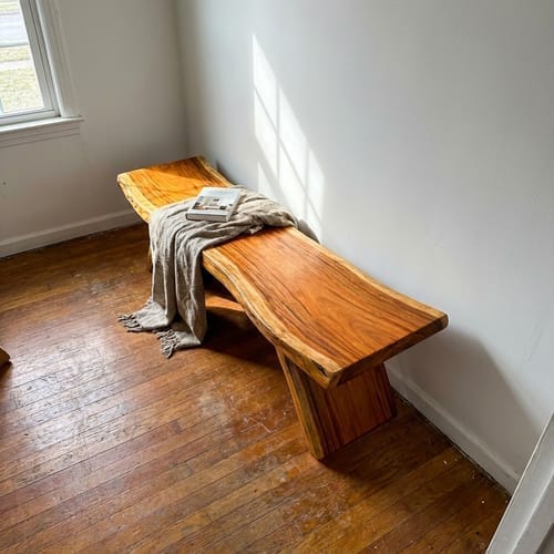 Customer photo review of Unique Solid Wood Coffee Table with Artistic Design and Natural Finish