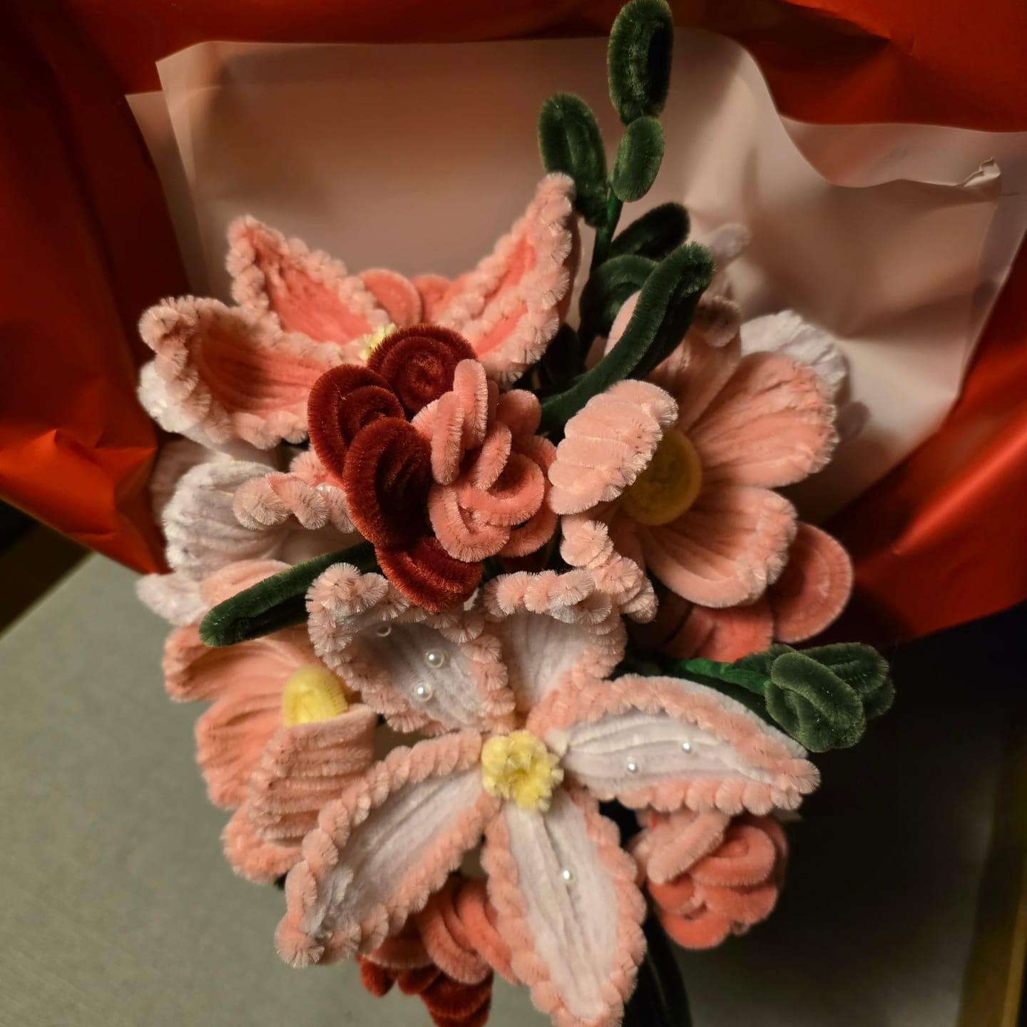 Customer photo review of Blushing Bouquet - Pipe Cleaner Bouquet Kit