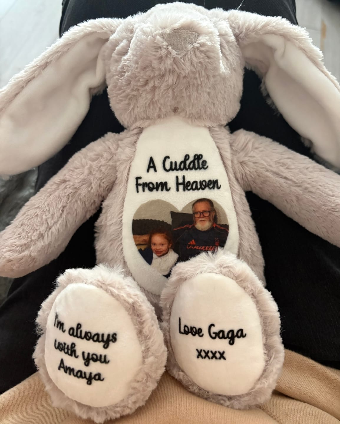 Customer photo review of Design a Personalised Highland Cow Teddy – Add Your Photo, Name or Message