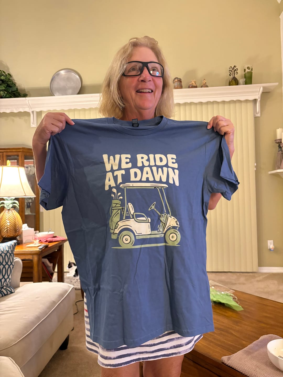 Customer photo review of We Ride At Dawn T-Shirt
