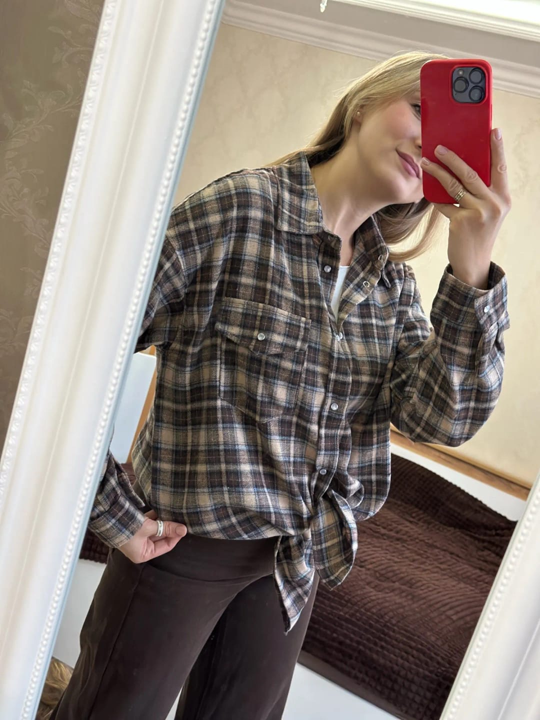 Customer photo review of Karen Oversized Plaid Shirt