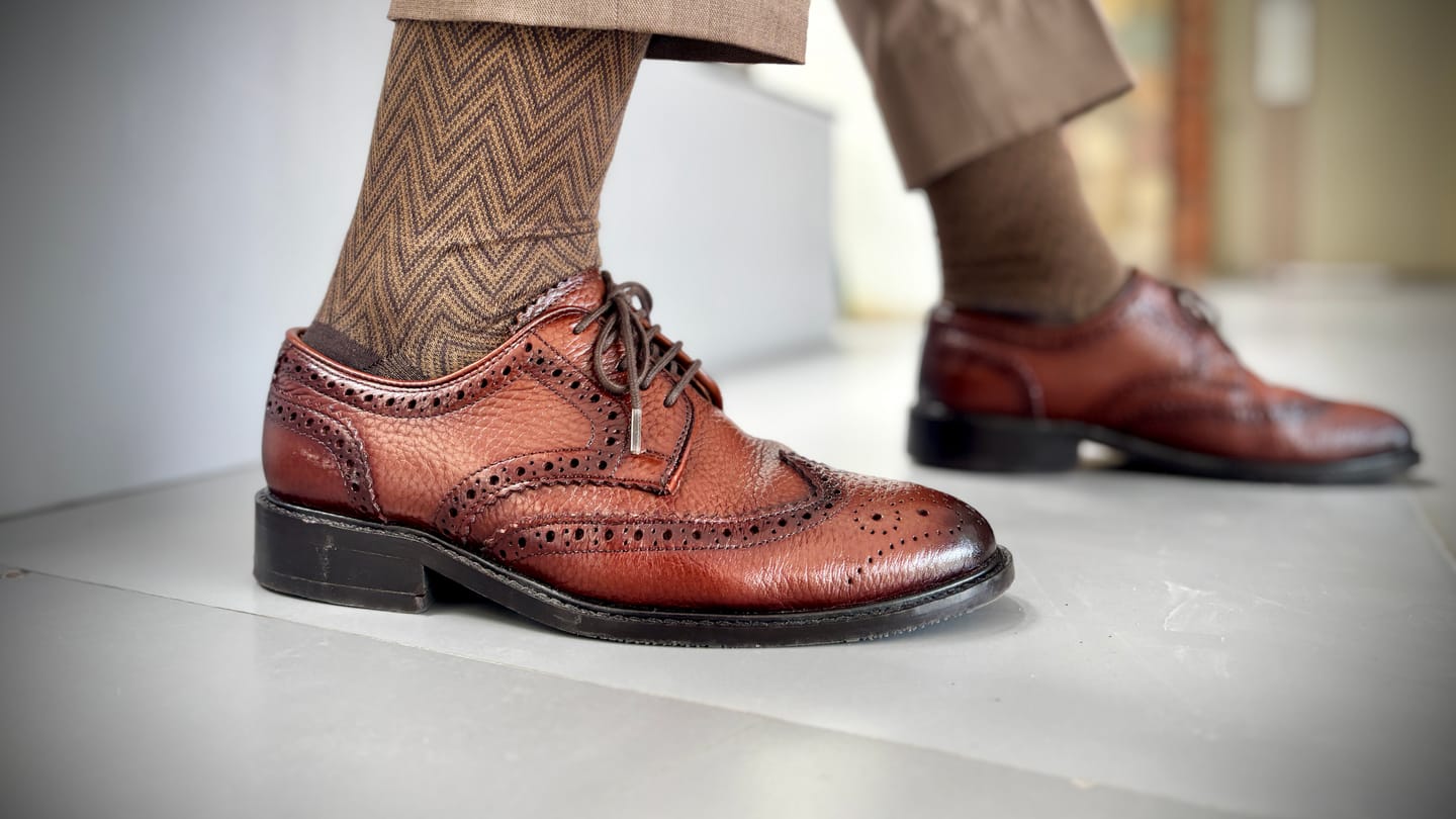 Customer photo review of Full Brogue Derby - Cognac (Wide)