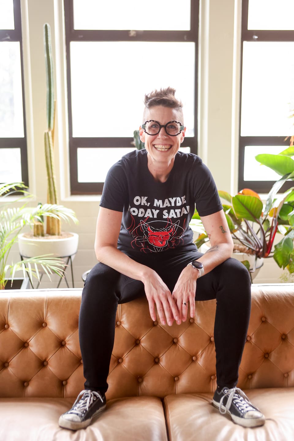 Customer photo review of Okay Maybe Today Satan Tee