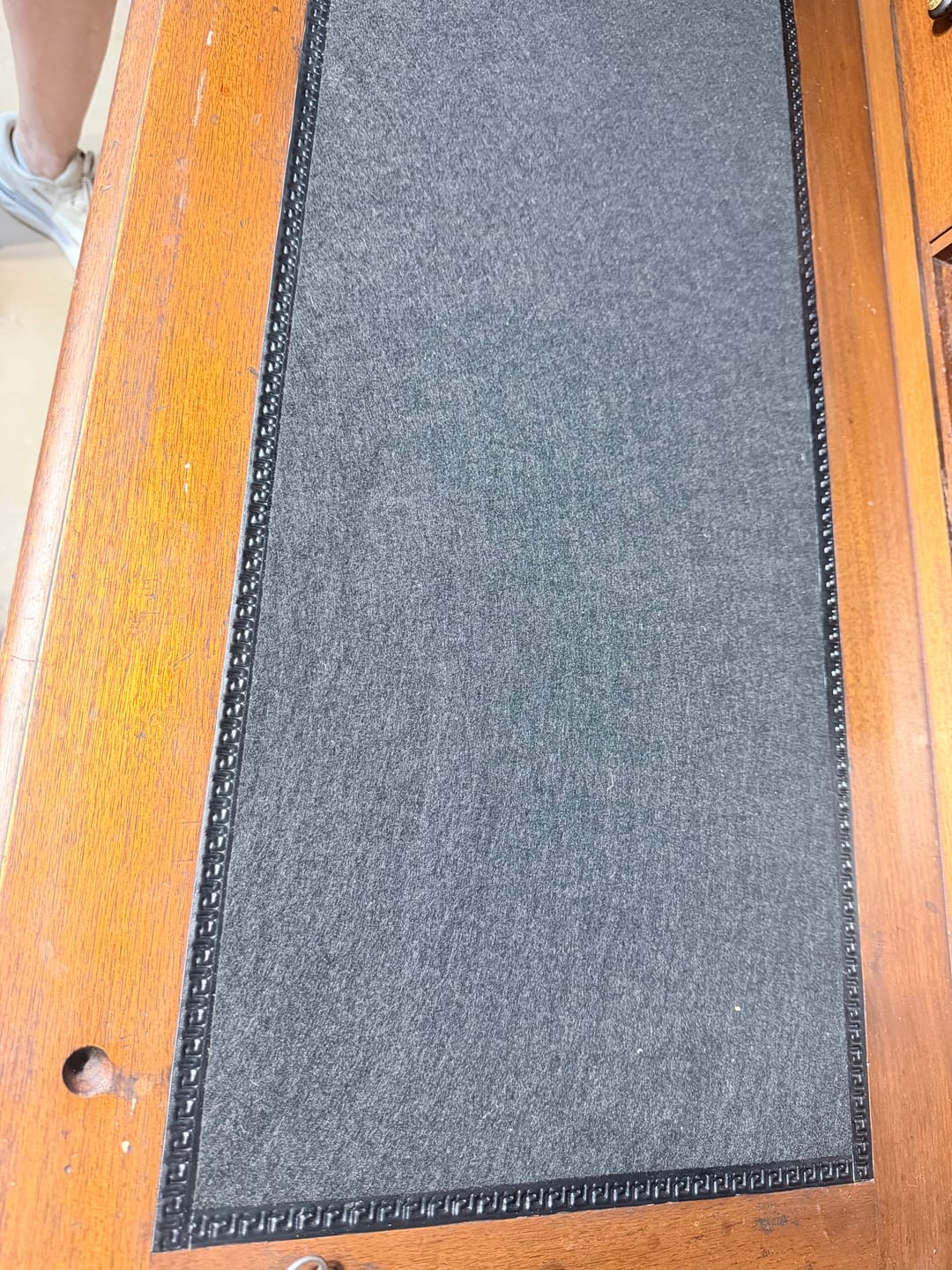 Customer photo review of Cassandra Greek Key Embossed Vegan Leather Tape Trim (Sold by the Yard)