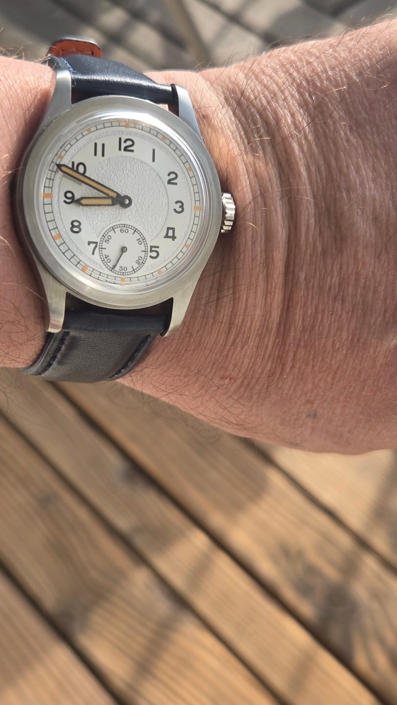 Customer photo review of Blue Genuine Leather Strap with Spring Buckle | Suitable for all watches with 20mm lug width