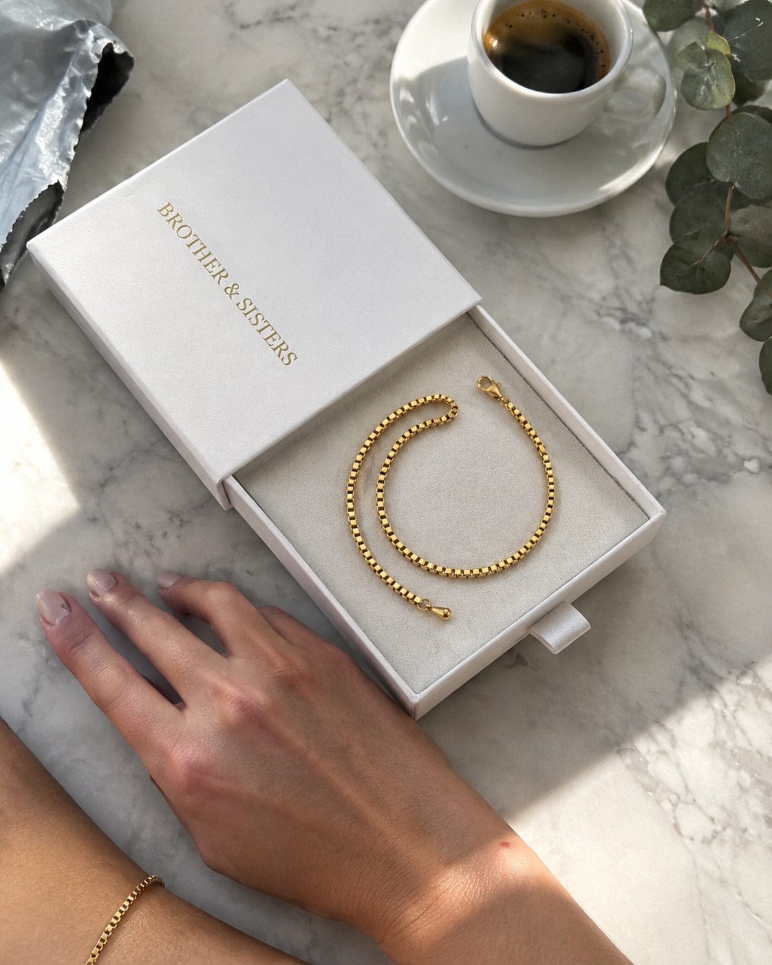 Customer photo review of Box Chain Anklet