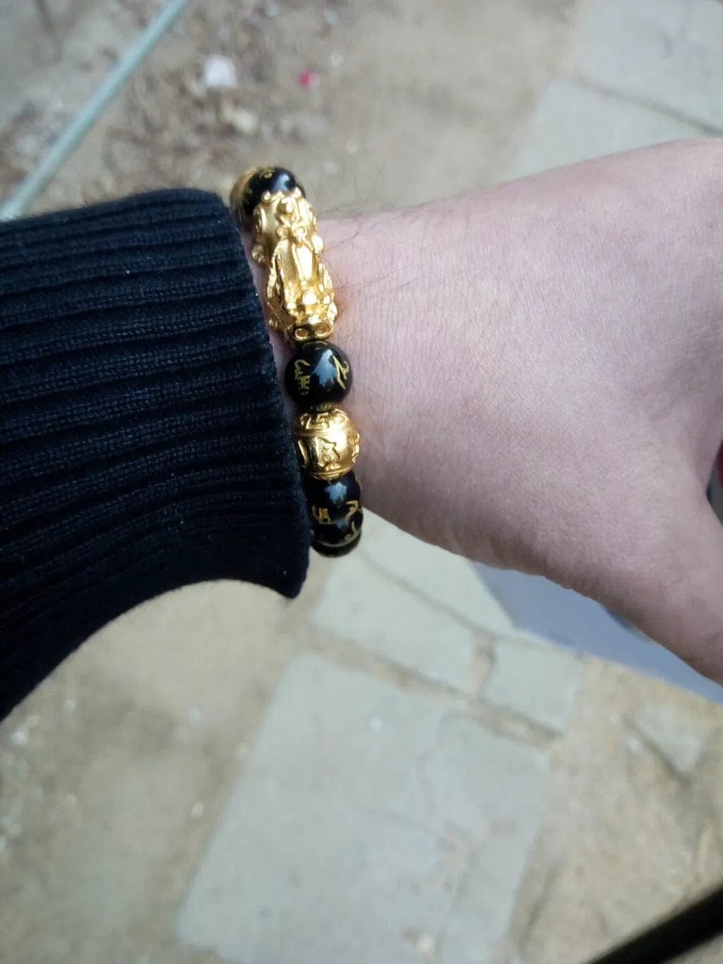 Customer photo review of FREE Today: Protection Prosperity & Strength Black Onyx Om Mani Mantra Pixiu Lucky Bracelet