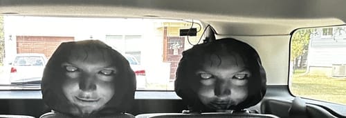 Customer photo review of Spooky Headrest Covers