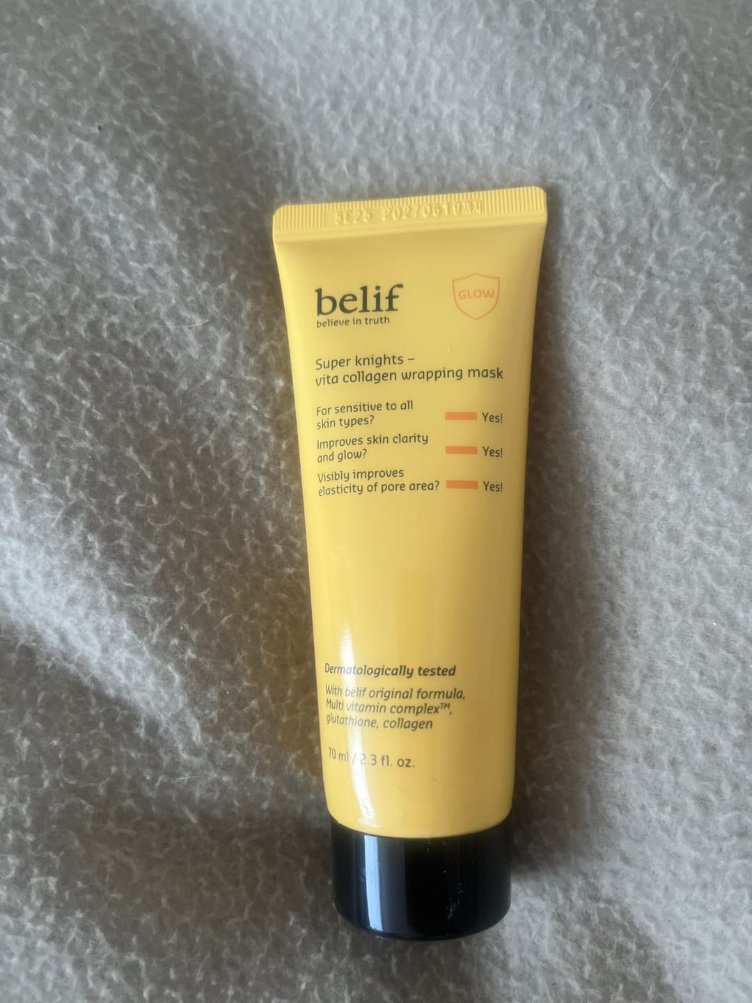 Customer photo review of Mascarilla Facial Colágeno y Vitaminas Belif Peel Glow 70ml