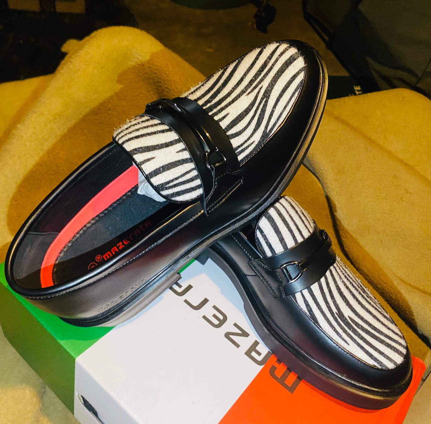 Customer photo review of Mazerata Elia 17 Faux Wax / Suede Shoe - Zebra