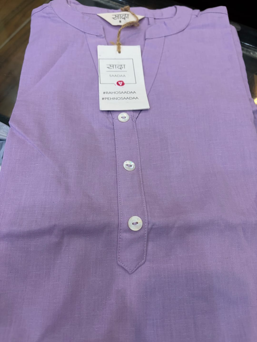 Customer photo review of Women Lilac Airy Linen Long Kurta