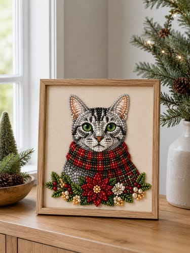 Customer photo review of Custom Pearl Art - For Family - AI Christmas Canvas Kit