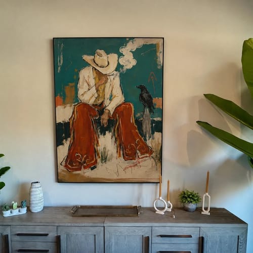 Customer photo review of Western Pop Art｜Teal Smoke And Crow Hush