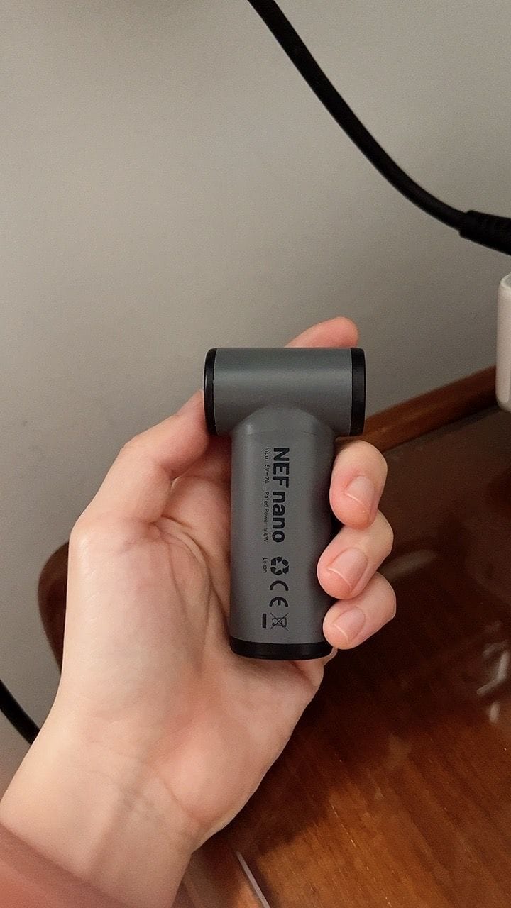 Customer photo review of NEF Nano - Palm-Sized High-Speed Handheld Fan