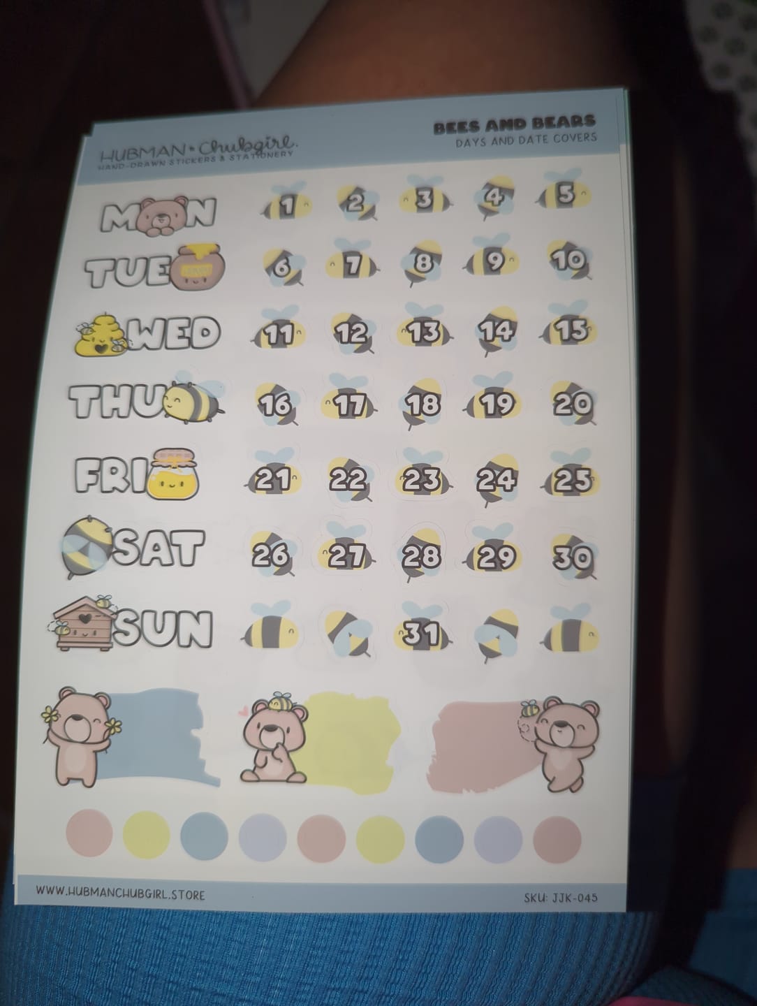 Customer photo review of Bees and Bears Days and Date Covers