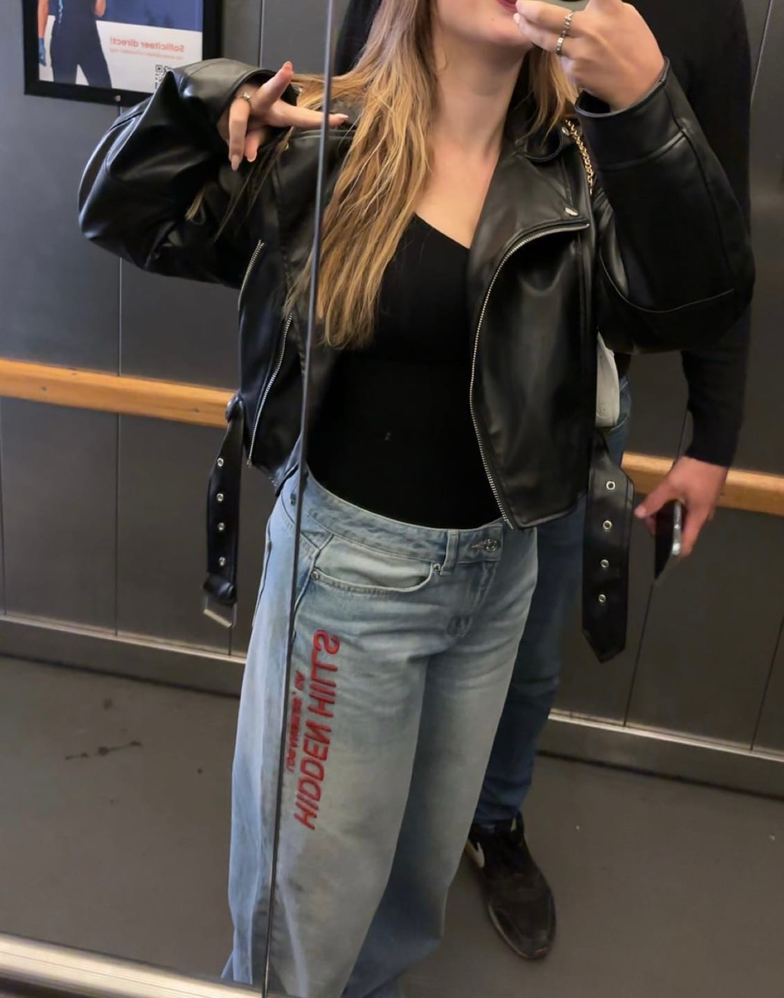 Customer photo review of RED EMBROIDERED LOGO JEANS