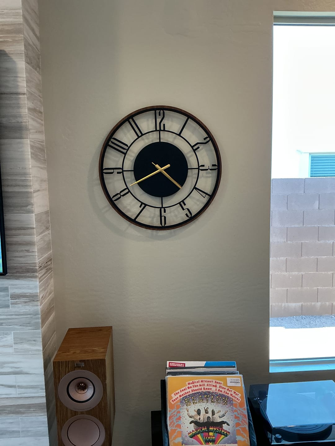 Customer photo review of METAL WALL CLOCK with Wooden Corners