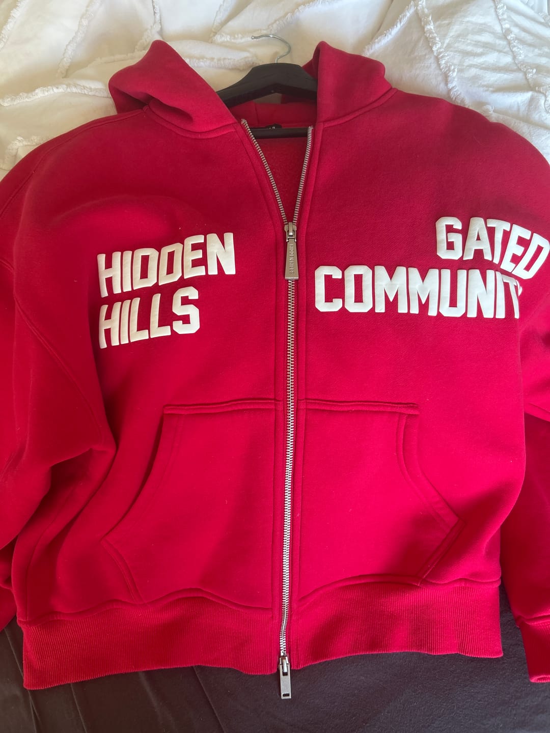 Customer photo review of GATED COMMUNITY ZIP HOODIE RASPBERRY RED
