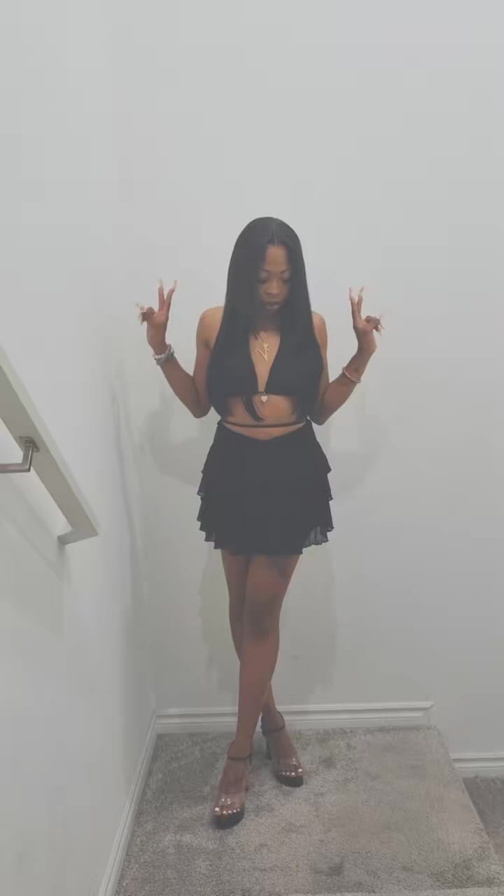 Customer photo review of Renegade Tiered Mini Dress