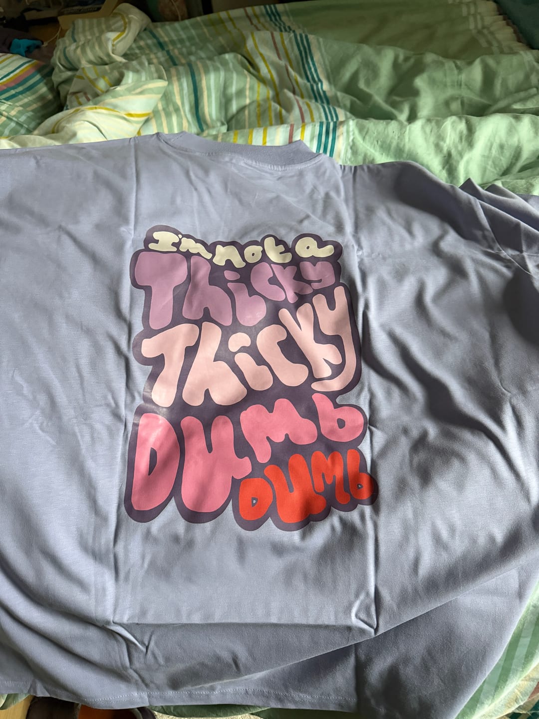 Customer photo review of Thicky Thicky Dumb Dumb, Cody Dahler | Oversized Unisex Tee in Violet