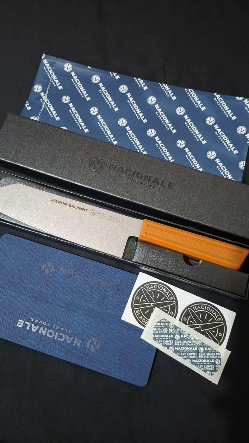Customer photo review of 190mm Magnetic Knife Guard. Denim Blue