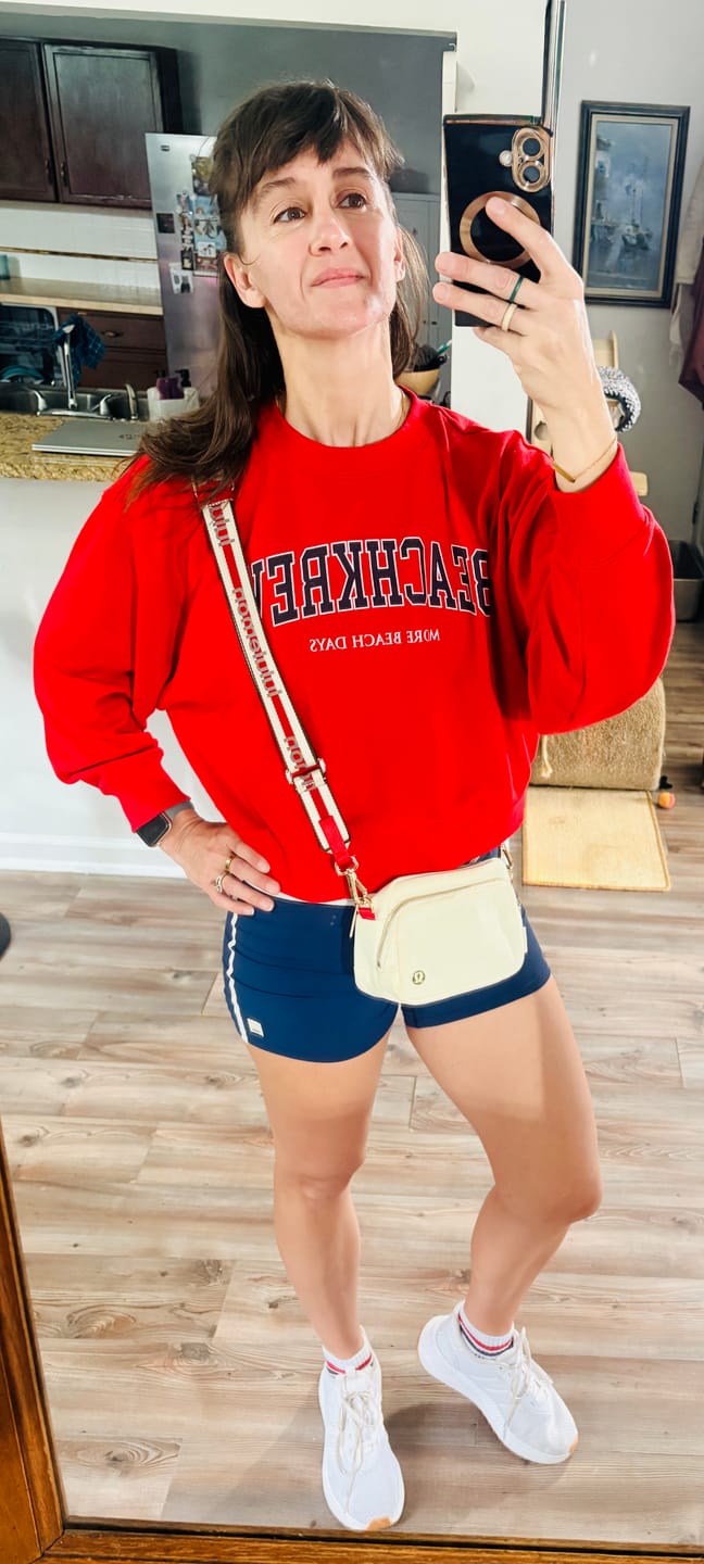 Customer photo review of VARSITY BURGEE TERRY CREWNECK - CHERRY