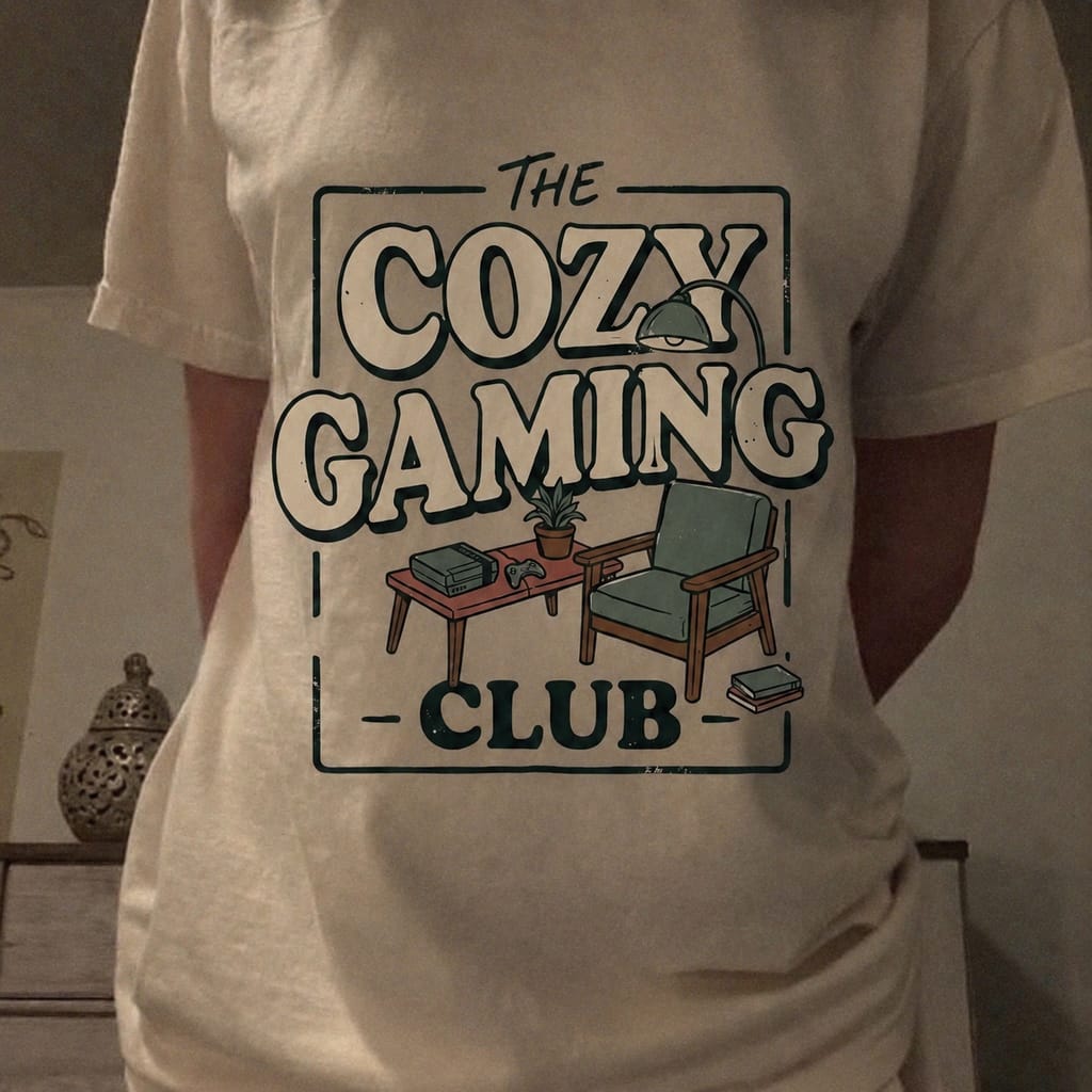 Customer photo review of The Cozy Gaming Club T-Shirt