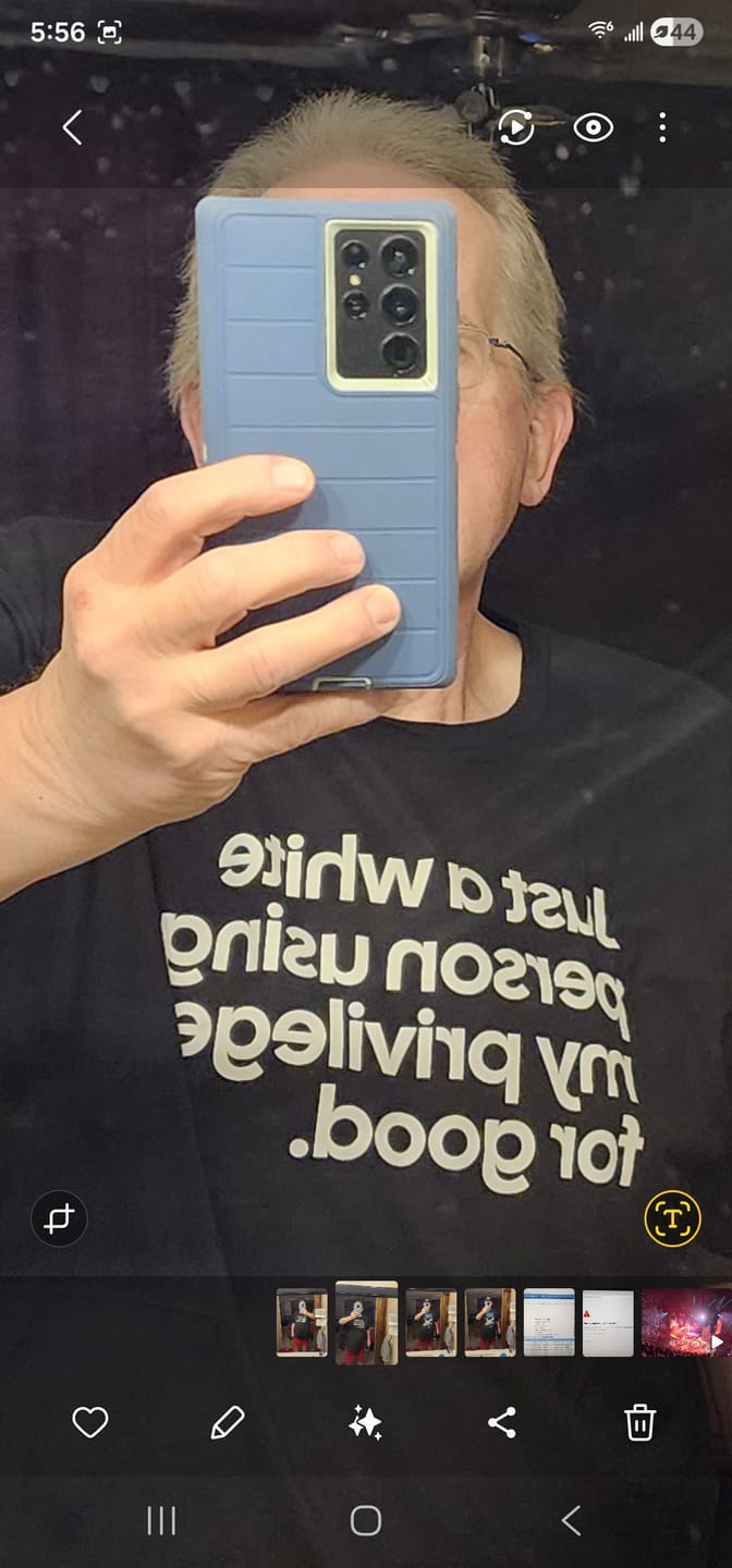Customer photo review of Just a White Person Using My Privilege for Good Unisex Tee