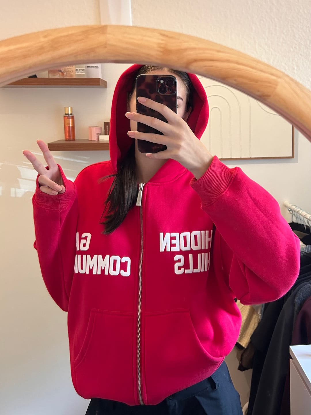 Customer photo review of GATED COMMUNITY ZIP HOODIE RASPBERRY RED