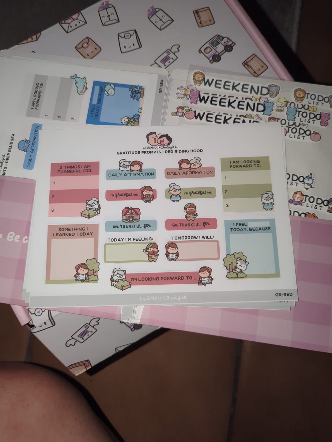 Customer photo review of Sticker Sheet - Gratitude Prompts Red Riding Hood Theme