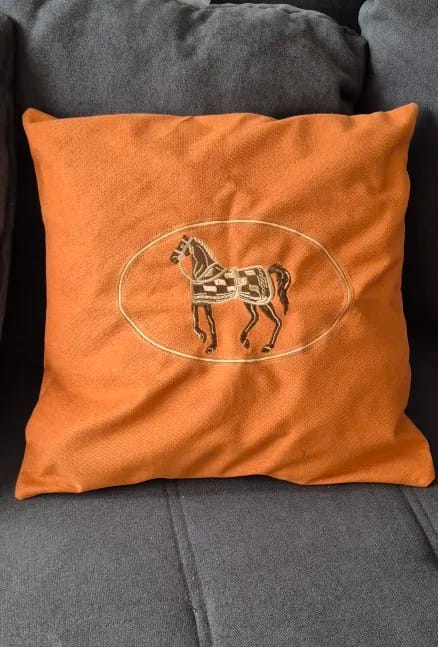 Customer photo review of Hand-Embroidered Horse Cushion Cover for Sofa and Home, 45x45cm