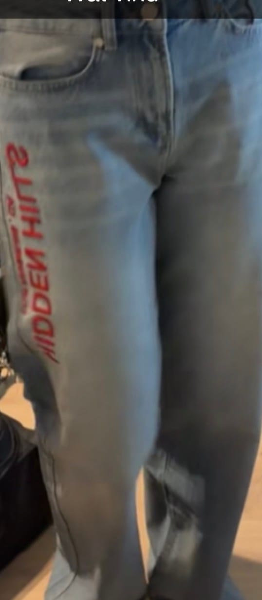 Customer photo review of RED EMBROIDERED LOGO JEANS