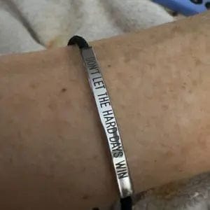 Customer photo review of FuAttract Don't Let The Hard Days Win Stainless Steel Engraved Tube Braided Courage Bracelet