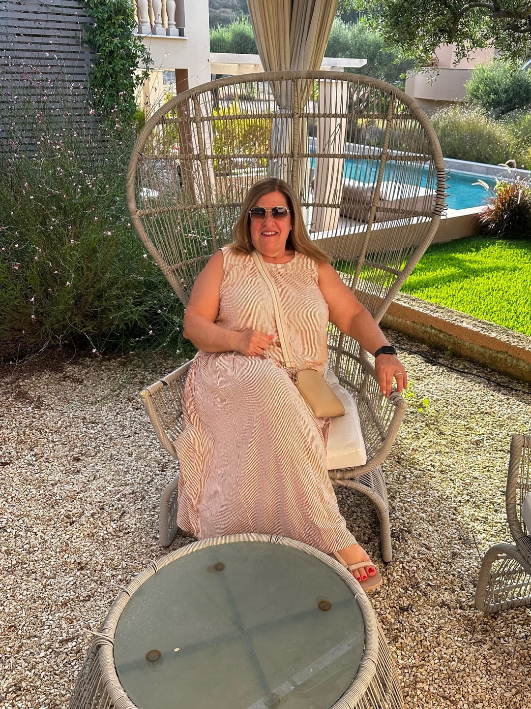 Customer photo review of Elouise Skirt | Tan Mini Stripe
