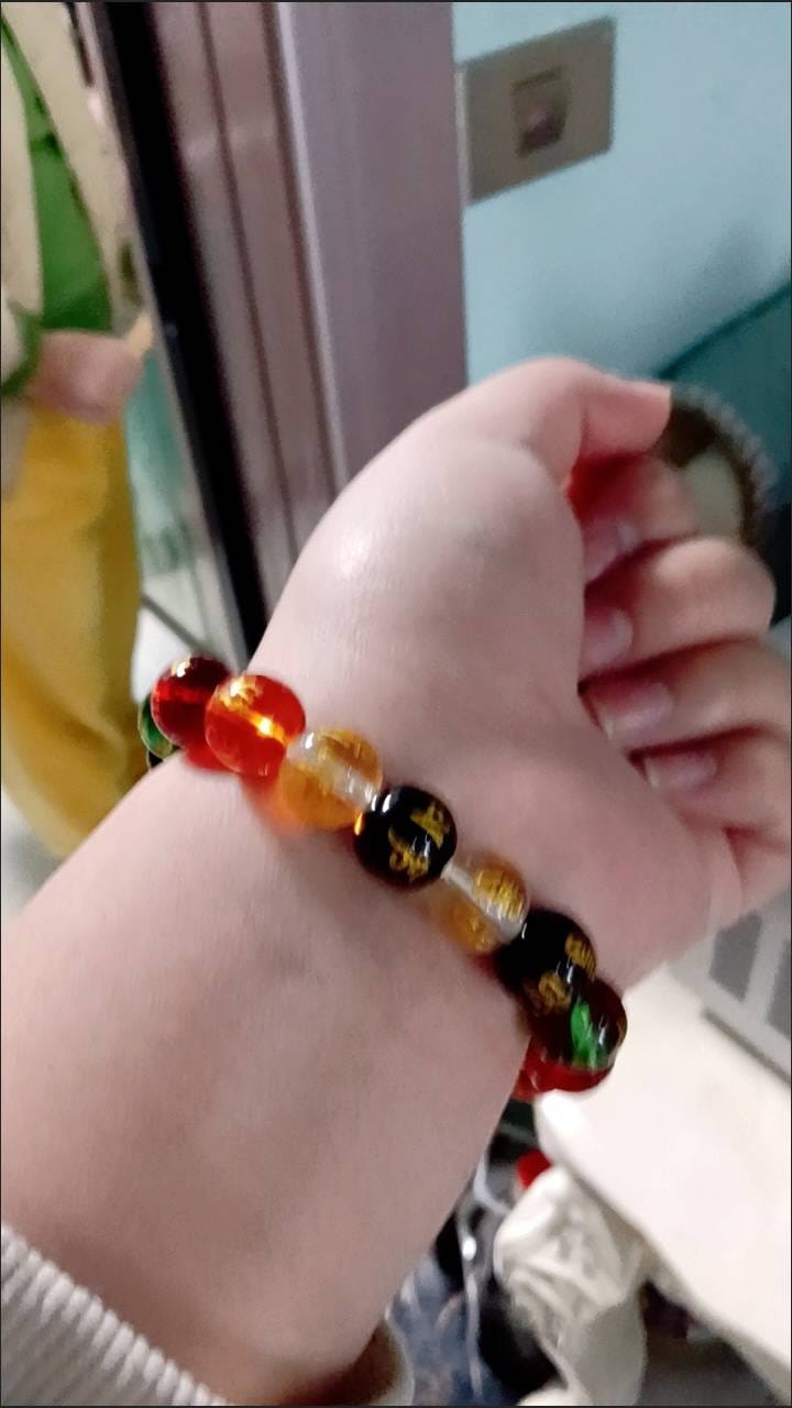 Customer photo review of FREE Today: Protection Fortune & Prosperity Pixiu Om Mani Mantra Colorful Glaze Lucky Bracelet