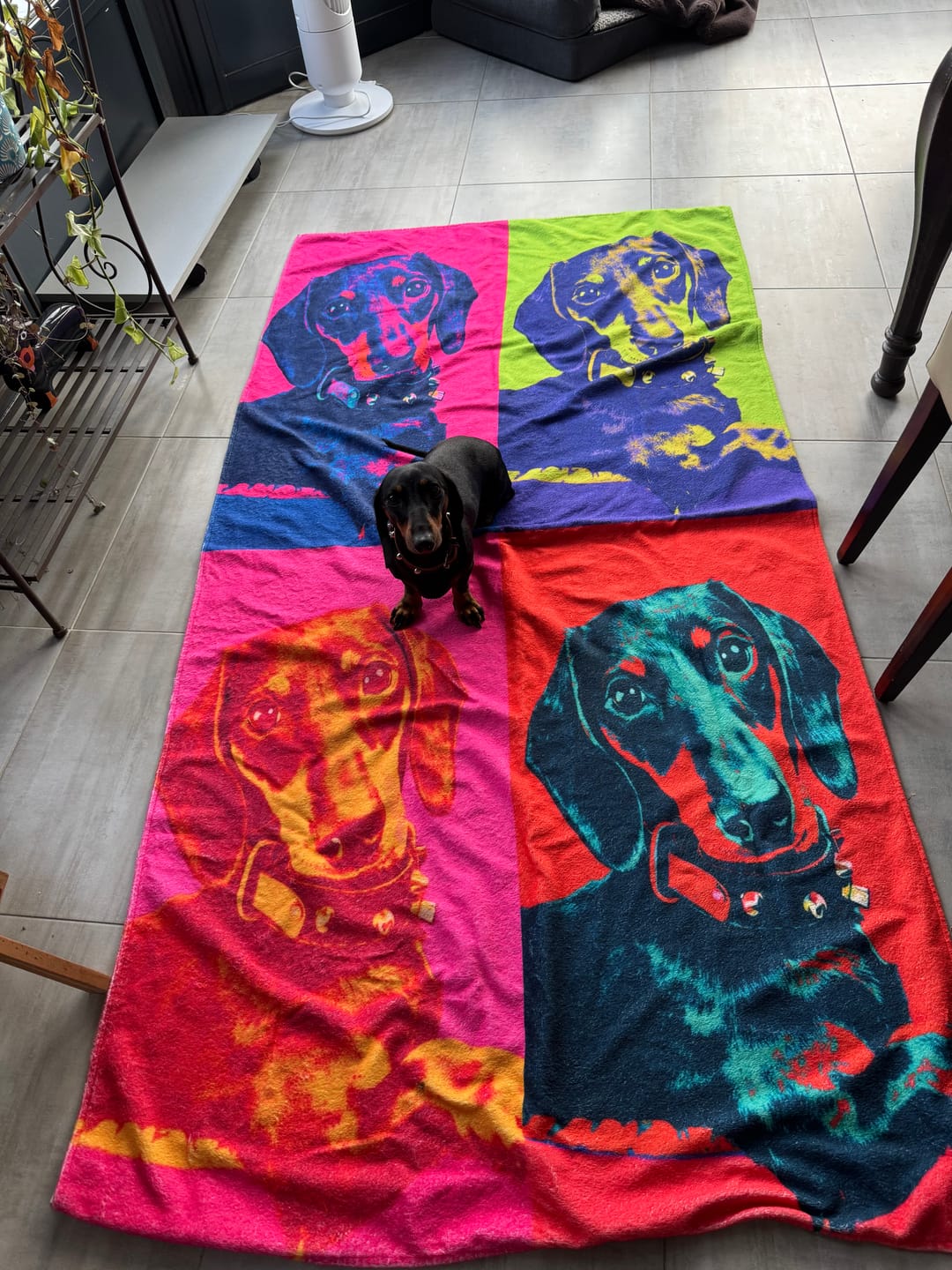 Customer photo review of Carrés de couleur - Serviette de plage personnalisée