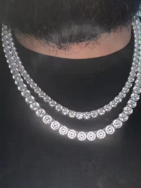 Customer photo review of 2mm 3mm 4mm 5mm 6.5mm Moissanite Tennis Necklace, 925 Silver Gold-Plated