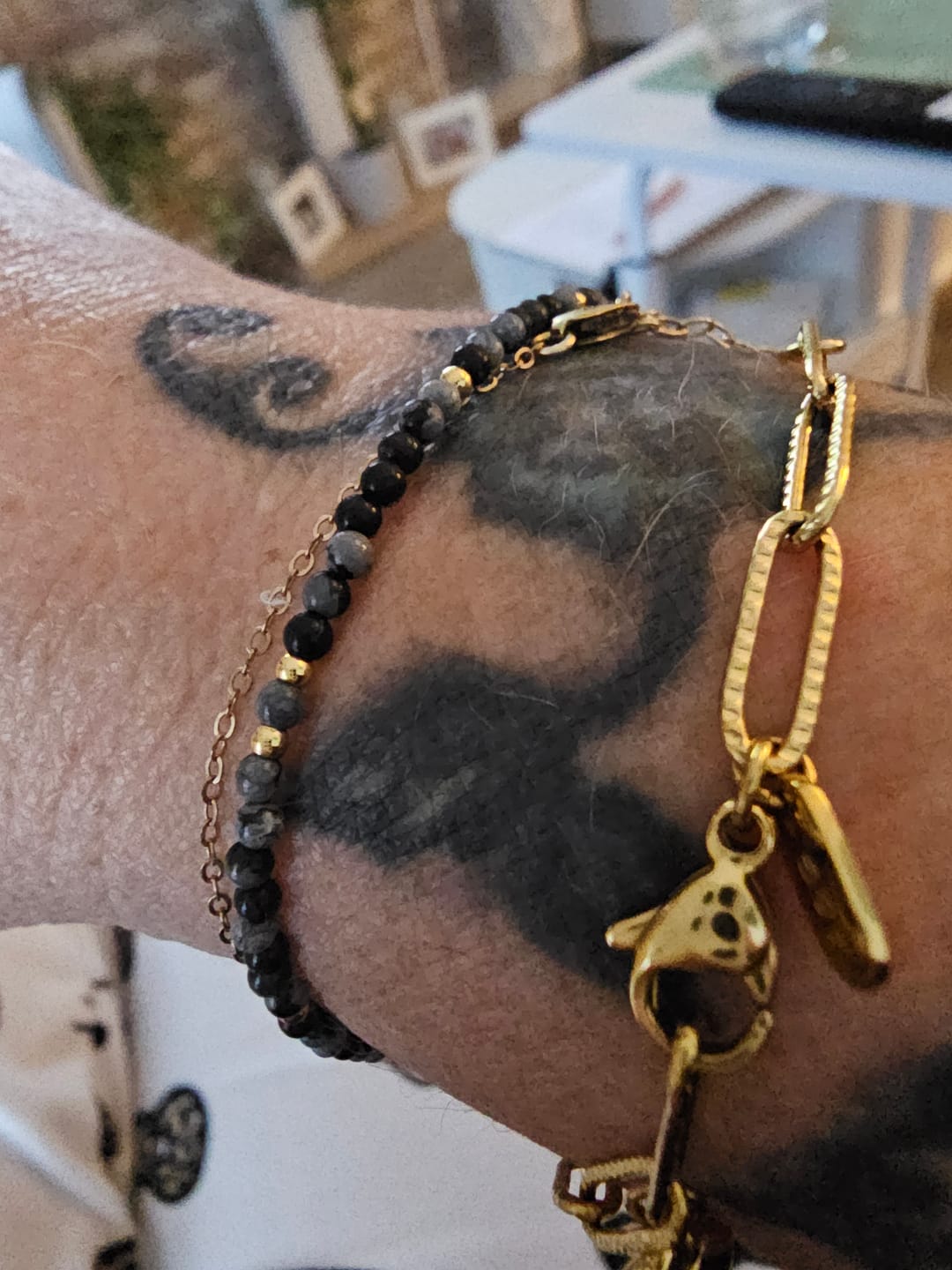 Customer photo review of Obsidian Bracelet - Snowflake Obsidian