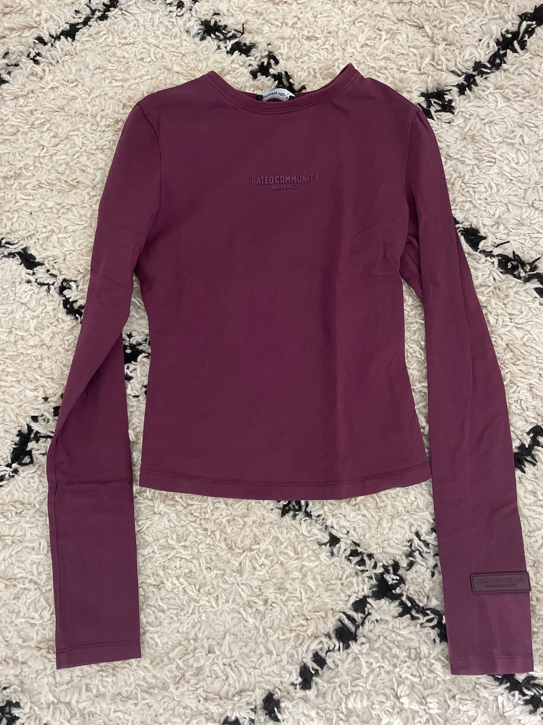 Customer photo review of BASICS LONGSLEEVE TOP DARK PLUM