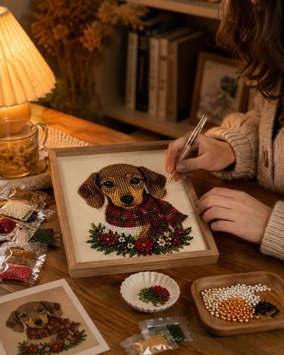 Customer photo review of Custom Pearl Art - For Family - AI Christmas Canvas Kit