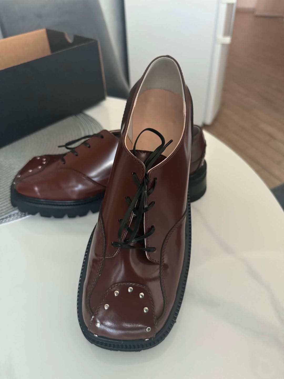 Customer photo review of "Espresso Oxfords, Brown"