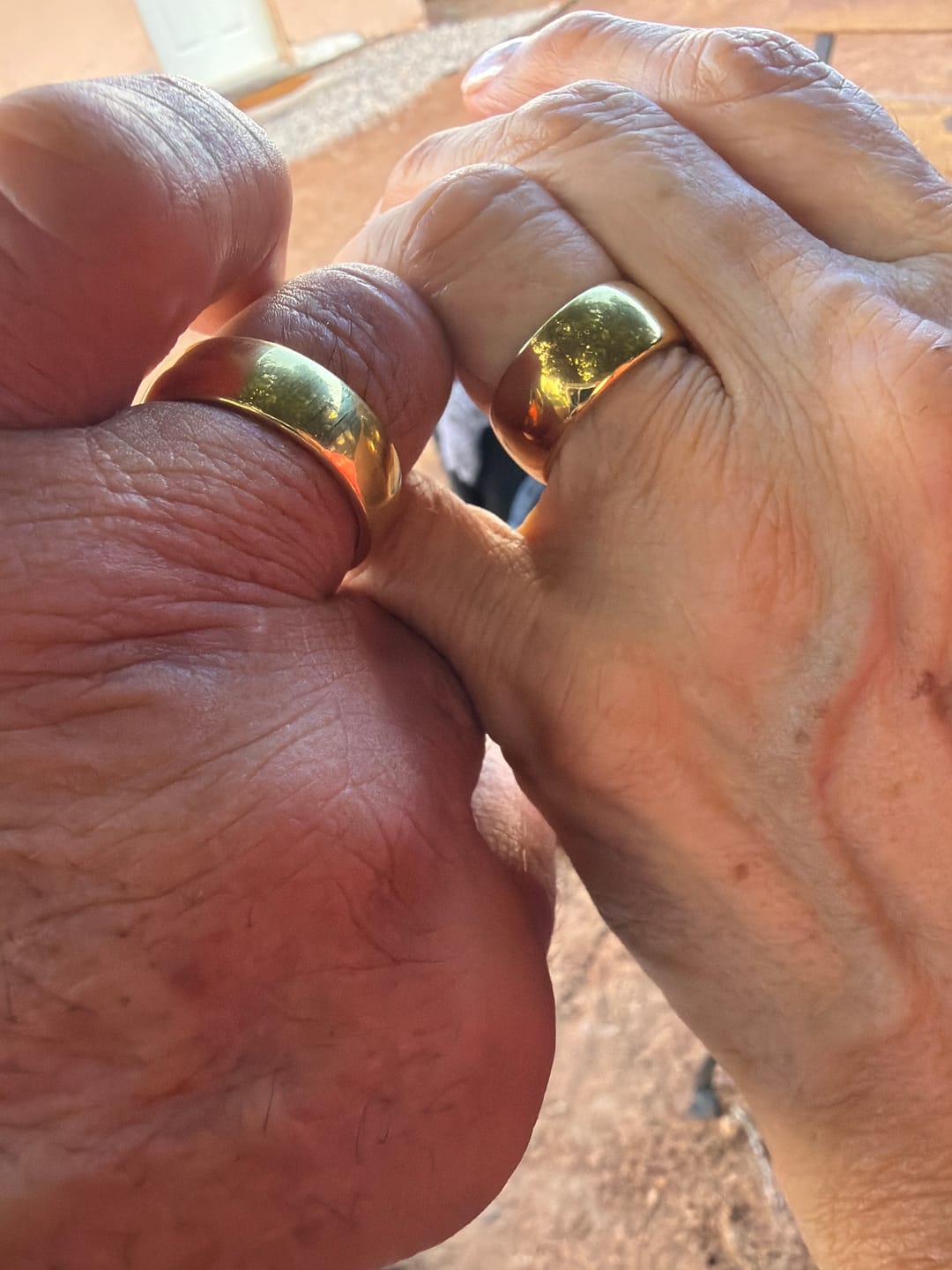 Customer photo review of 8mm - 14k Yellow Gold Tungsten Wedding Band, High Polish Dome Shape, Anniversary Ring