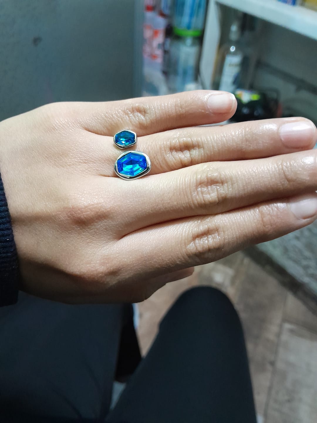 Customer photo review of Anillo Ajustable Noor Plata