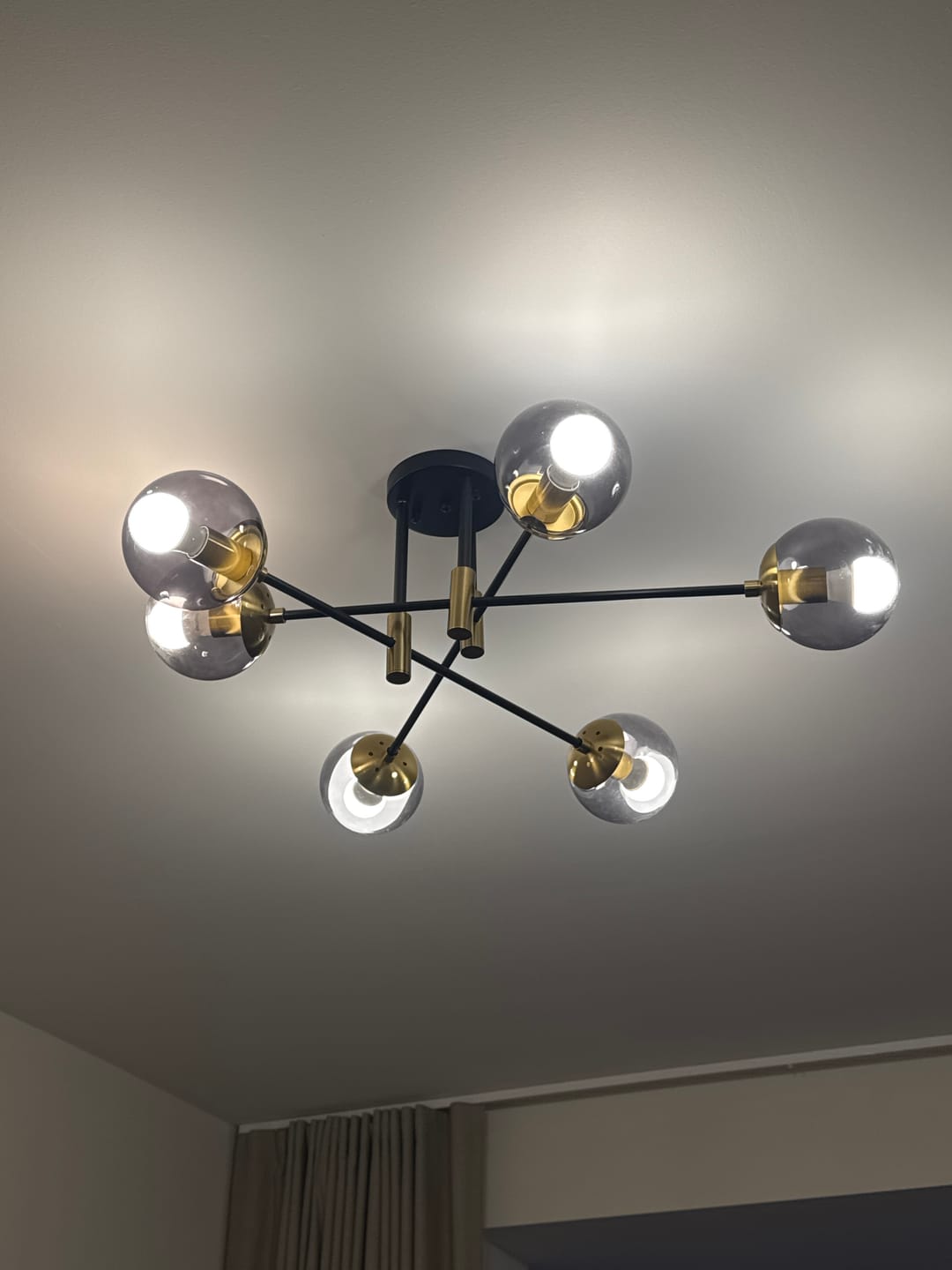 Customer photo review of 6-Light Glass Bubble Sputnik Semi Flush Chandelier