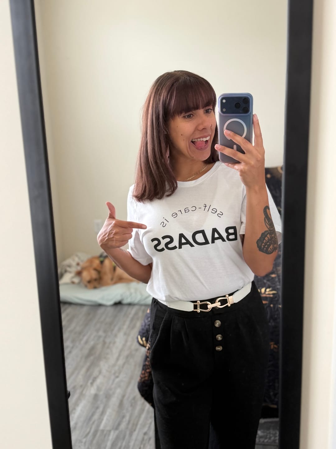 Customer photo review of Self-Care Is Badass T-Shirt