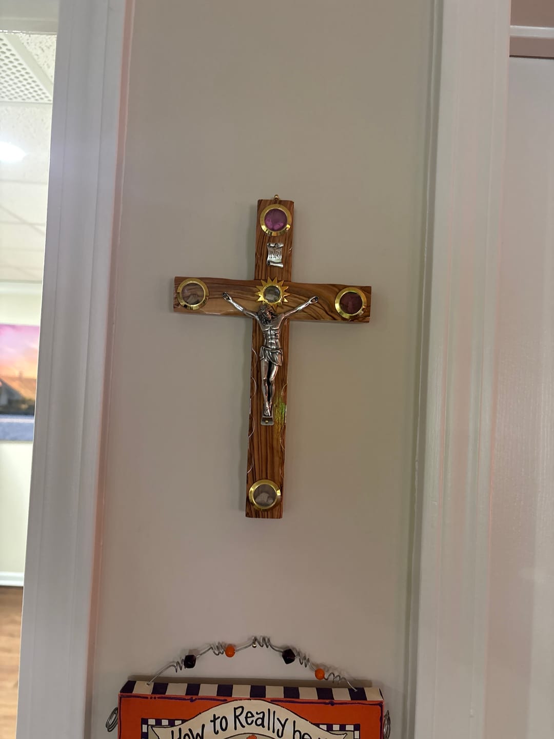 Customer photo review of Olive Wood Plain Crucifix (With Star of Bethlehem) - Holy Land Crucifixes