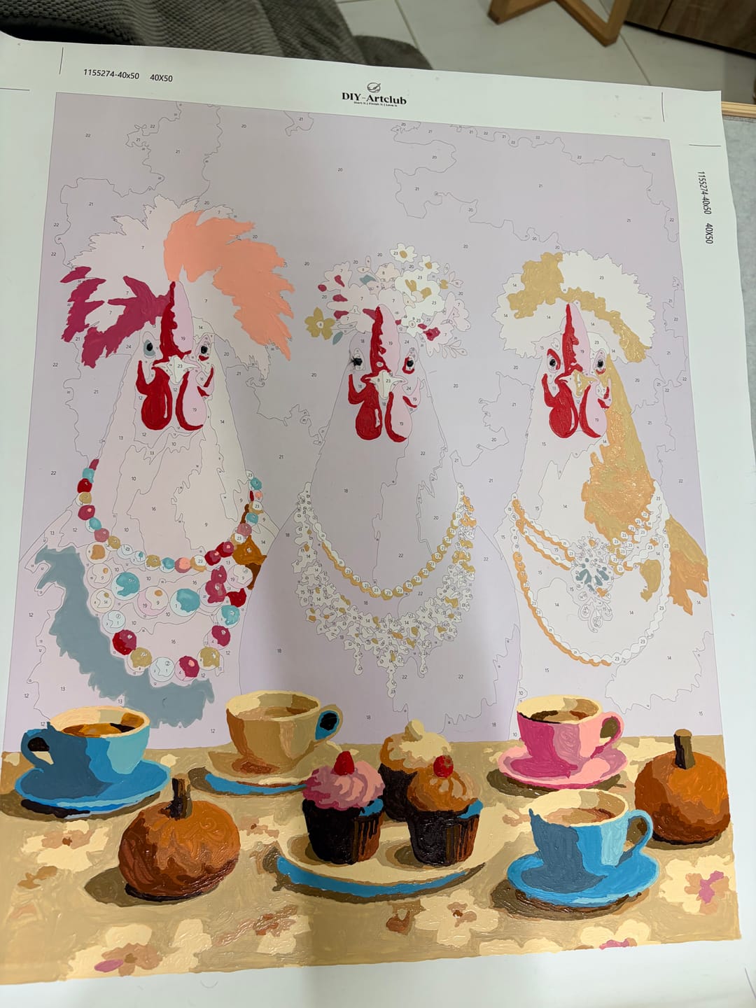 Customer photo review of Fancy Chickens Society | Paint by Number