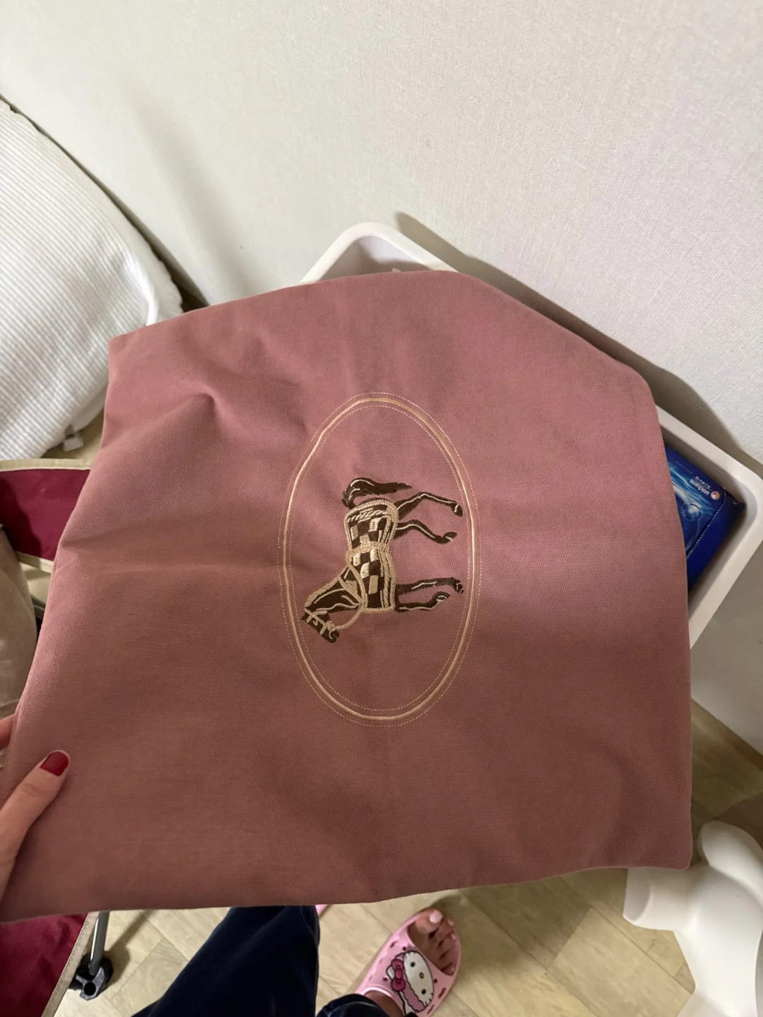 Customer photo review of Hand-Embroidered Horse Cushion Cover for Sofa and Home, 45x45cm