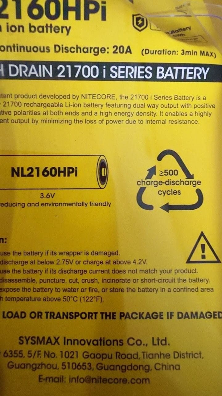 Customer photo review of NL2160HPi (21700 - 6000mAh - 20A)